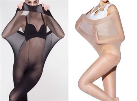 Plus Sized Tights Being Advertised By Stretching Them Over Slim Models
