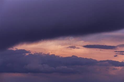 Epic Sunset Storm Sky Big Dark Violet Cumulus Thunderstorm Clouds In