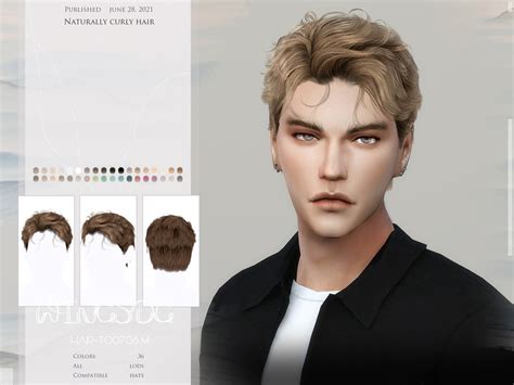 Wingssims To0708 Naturally Curly Hair Sims 4 Hair Male Sims Hair