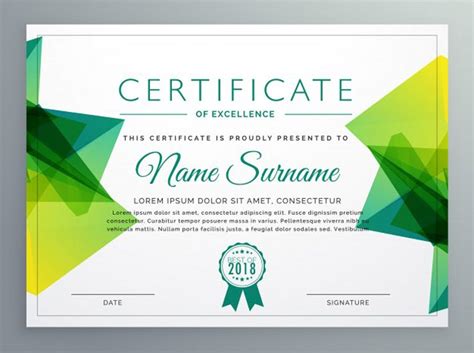Plantilla Poligonal Verde De Certificado De Logro Certificate Border Certificate Design