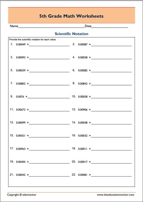 Looking for free printable kindergarten math worksheets or preschool math worksheets? Downloadable PDF 5th Grade Math Worksheets - EduMonitor