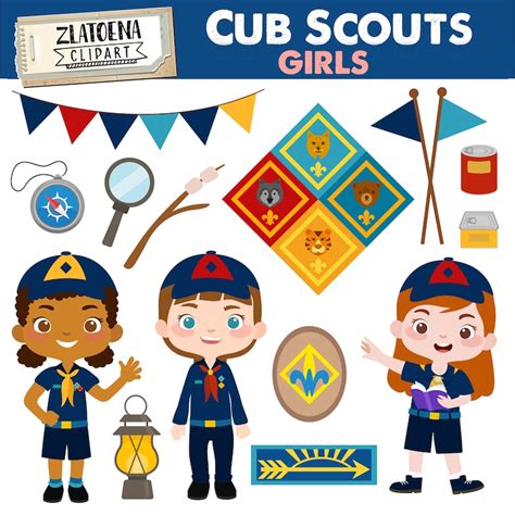 Cub Scout Clipart Scout Girl Clip Art Camping Digital Kids Etsy Uk
