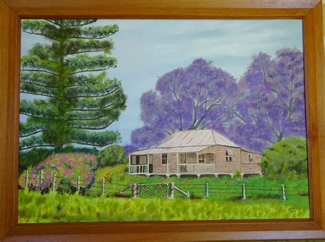 Jacaranda Cottage Oil On Canvas By Ray Tondut Oil On Canvas