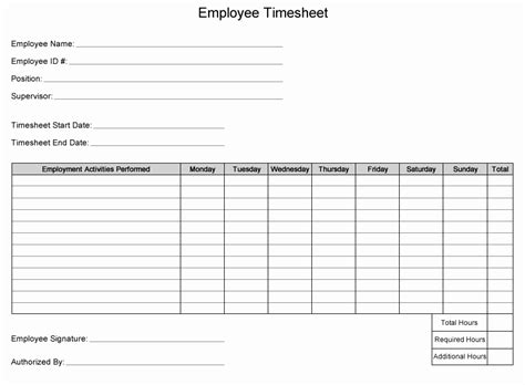 Printable Time Sheets With Job Description