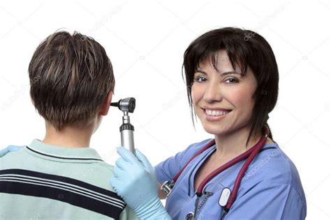 Female Doctor Using Otoscope Check Ears Patient Stock Photo Aff