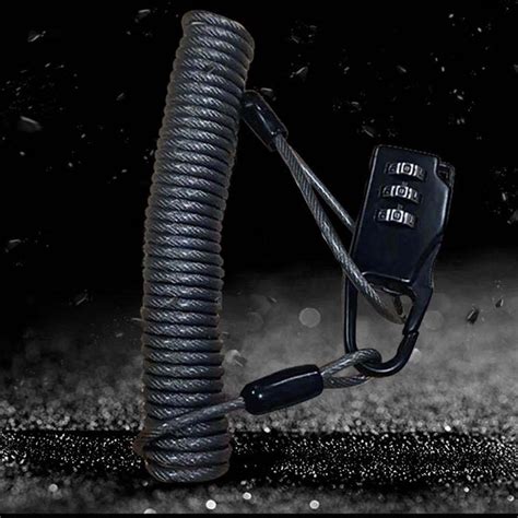 Motorcycle helmet lock & cable black tough combination pin locking carabiner. 20X(Motorcycle Helmet Lock Cable Sleek Black Tough ...