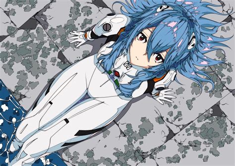 anime fan art blue hair rebuild of evangelion neon genesis evangelion solo ayanami rei