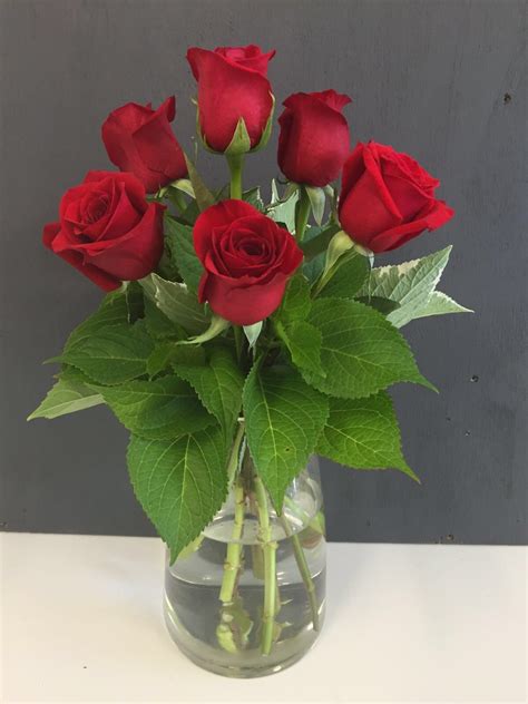 8 | insert golden mustard roses in a triangular formation. Red Roses - Vase - The Flower Barrow