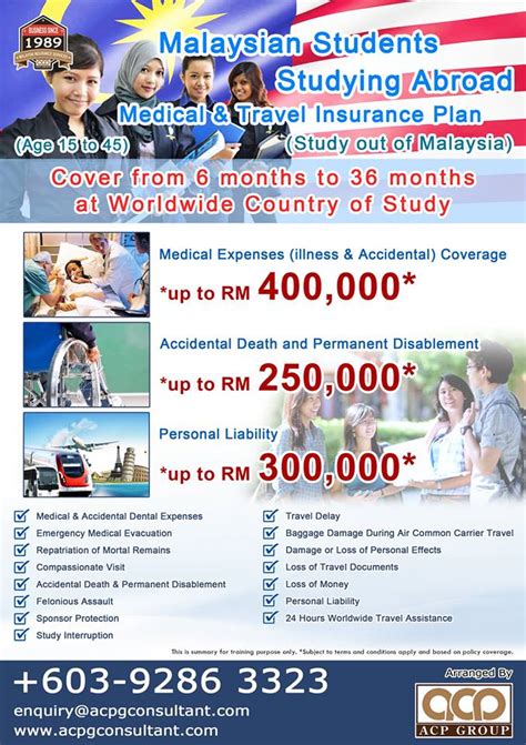 Travel medical insurance includes medical benefits as well as emergency medical evacuation, repatriation of remains, loss of checked luggage, accidental death and dismemberment. Malaysia Business Insurance : Students Studying Abroad ...