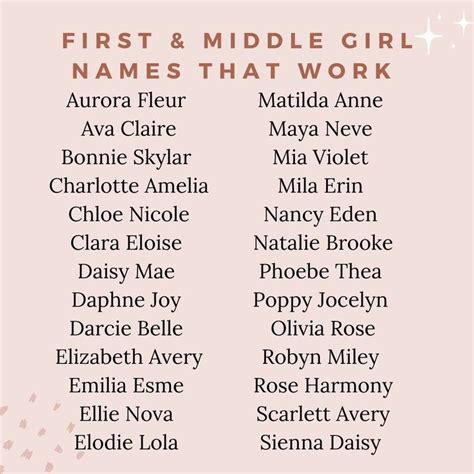 Cute Middle Names Boy Names Middle Names For Girls Name Inspiration