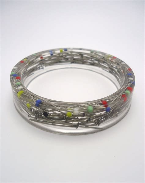 Resin Bangle Bracelet Colored Glass Head Sewing Pins Via Etsy Resin Bangles Bangle