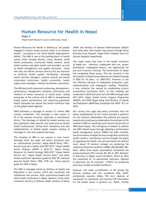 Pdf Human Resource For Health In Nepal