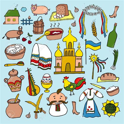 Ukraine Hand Drawn Cartoon Set Stock Vector 39898735 Ukrainian
