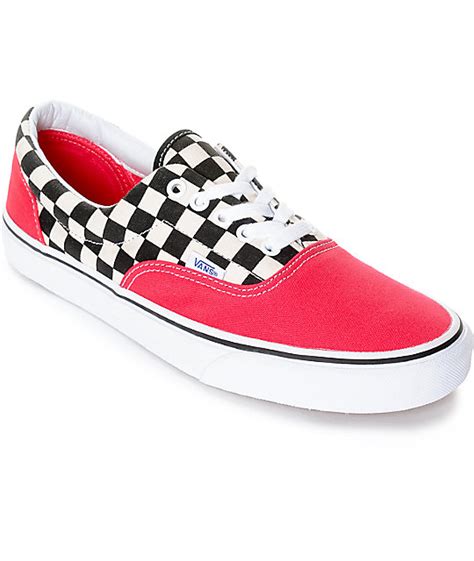 Outfits with checkered vans sneakers. Vans Era 2-Tone Checkered Red & White Skate Shoes
