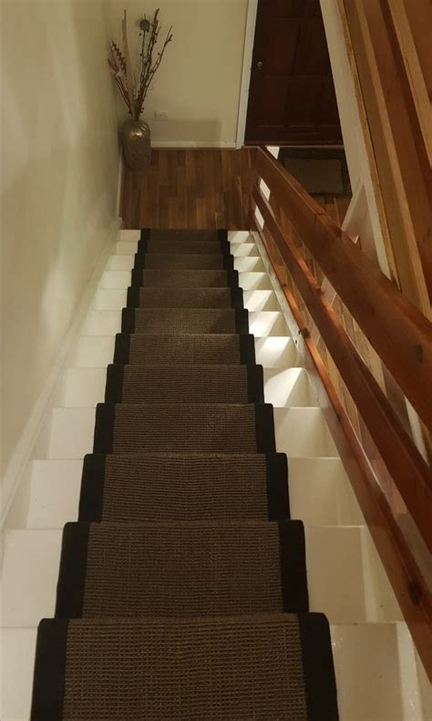 Of course, there are more than these styles, these just happen to be the most common staircase style. Sisal Chocolate stair runner Black linen Border ...