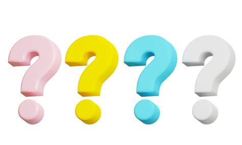 3d Rendering Questions Mark Set Pink Yellow Blue White Sign Icon