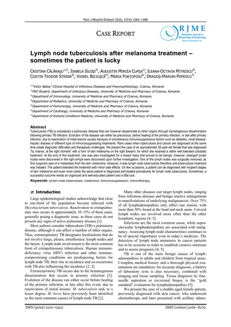 Pdf Lymph Node Tuberculosis After Melanoma Treatment Sometimes The