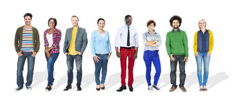 Group Of People Standing In A Row Stock Image Image Of Descent