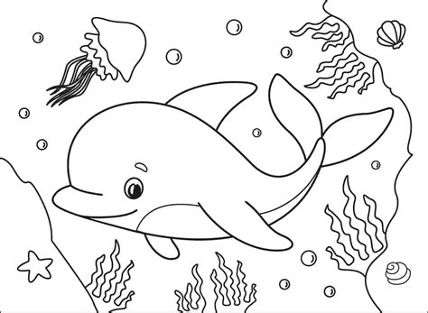 Baby Dolphin Easy Coloring Pages