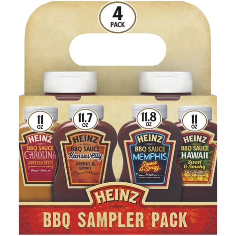 Heinz 4 Flavor Bbq Sauce Sampler Pack 4 Ct Pack