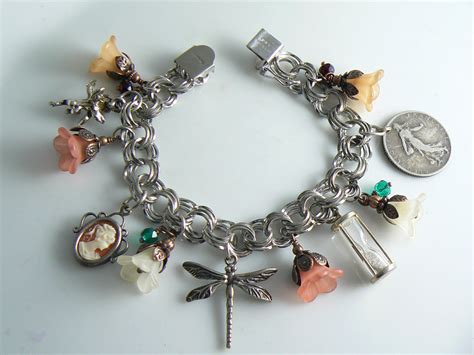 Sterling Silver Triple Link Italian Charm Bracelet With Charms