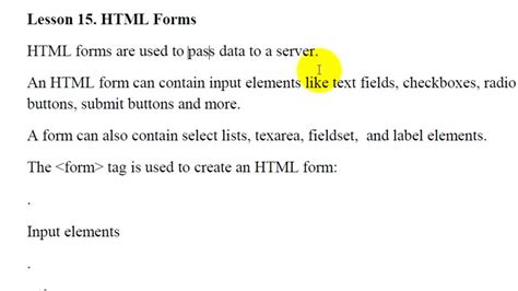 Html Lesson 15 Forms Easy Steps Sahalsoftware Youtube