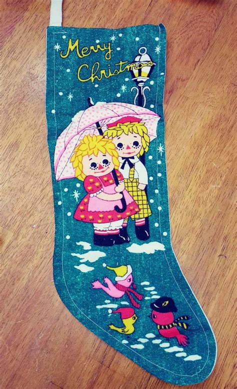 vintage raggedy ann and andy christmas stocking etsy