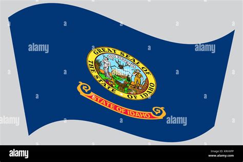 Flag Of Idaho Waving On Gray Background Stock Photo Alamy
