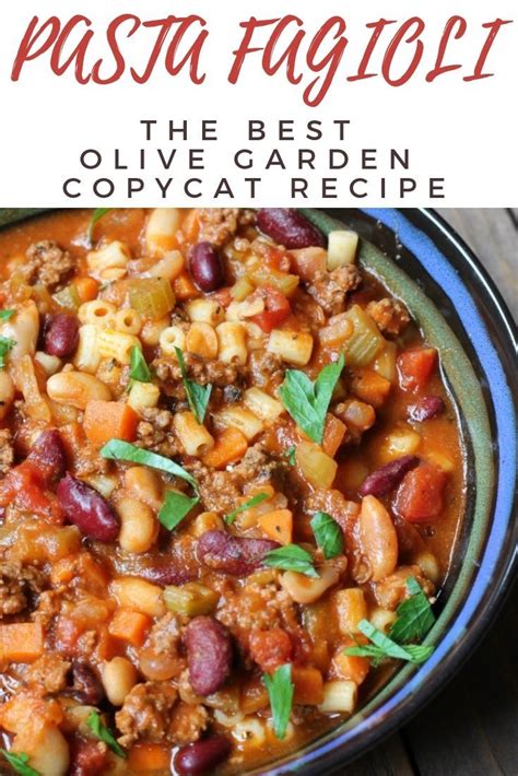 A hearty veggie and protein loaded pasta e fagioli soup, loaded with kidney and cannellini beans, fresh herbs, and lots of carrots and celery. Pasta Fagioli {Copycat Olive Garden Recipe} - Organize Yourself Skinny