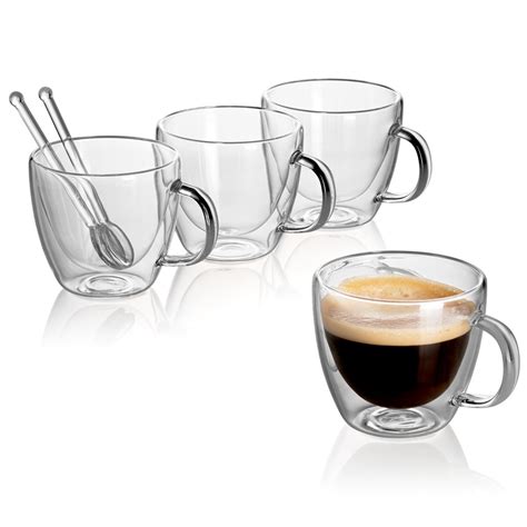 Double Wall Espresso Glass Espresso Cups 54 Oz Set 4 Mug Walmart