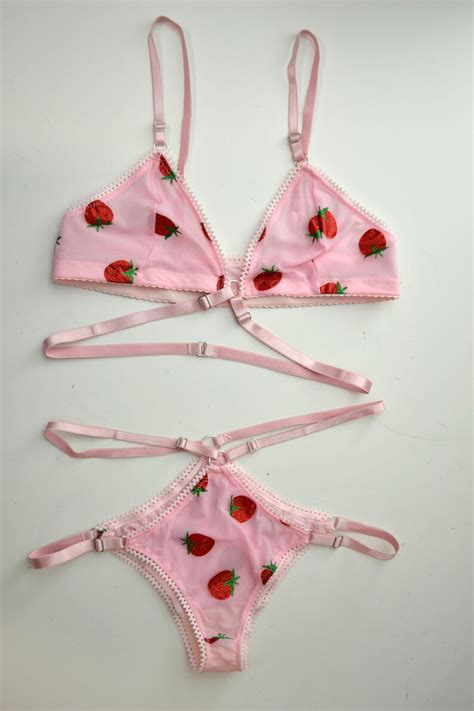 Strawberry Lola Panties Strappy Panties Handmade Lingerie Etsy