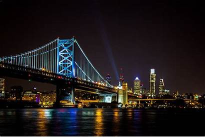 Philadelphia Pennsylvania Night Bridges State Downtown Buildings