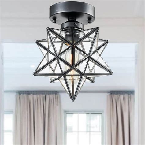 Industrial Clear Glass Moravian Star Ceiling Light 8 Inches Claxy
