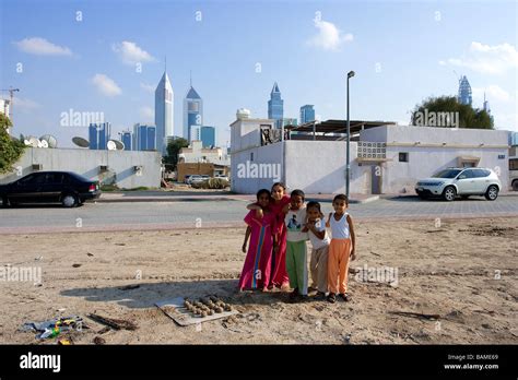 United Arab Emirates Dubai Childre From A Poor District Away From