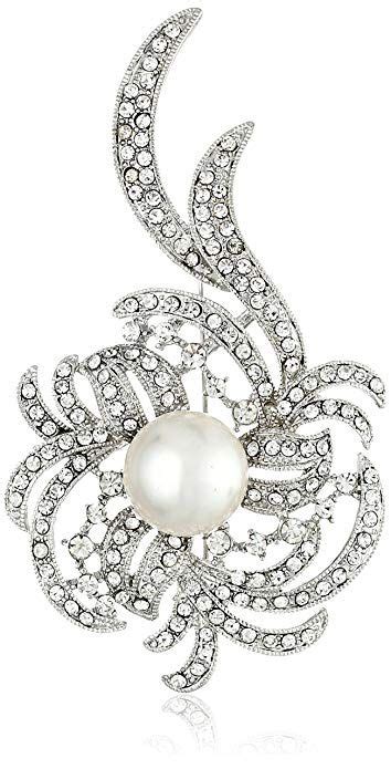Nina Janice Pearl And Pave Crystal Swirl Brooch Broches Brooch Pin