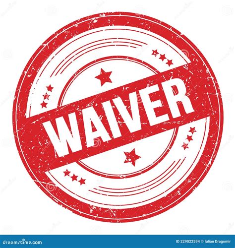 Waiver Text On Red Round Grungy Stamp Stock Illustration Illustration