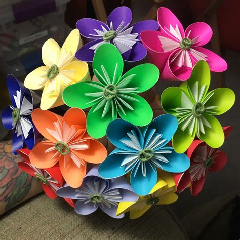 Custom Paper Origami Flower Bouquet Made To Order Etsy Paper
