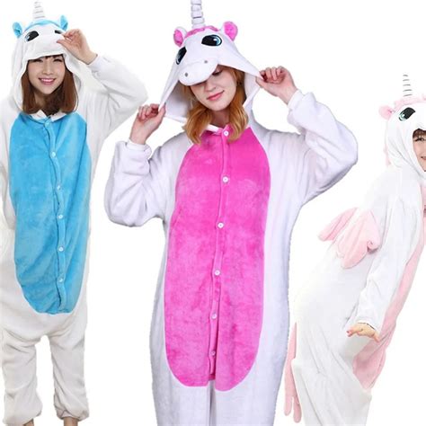 3 Color Unicorn Pajama Set Women Men Unisex Animal Pijama Flannel