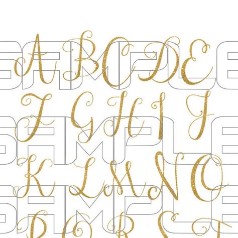 Digital Gold Cursive Alphabet Clipart Letter Glitter Clipart Etsy
