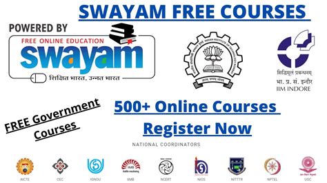 Swayam Free Coursesfor All Field Engineering Law Humanities Youtube