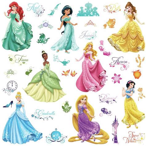 Disney Princess Royal Debut Wall Decals With Glitter Girls Room