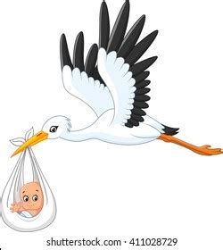 Cartoon Stork Carrying Baby Stock Vector Royalty Free 411028729