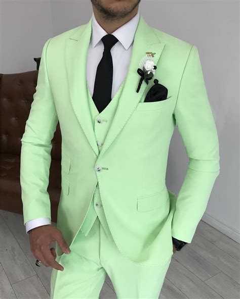 Green Slim Fit Suit Mens Suit 3 Piece Suit Mens Green Wedding Suit Mens