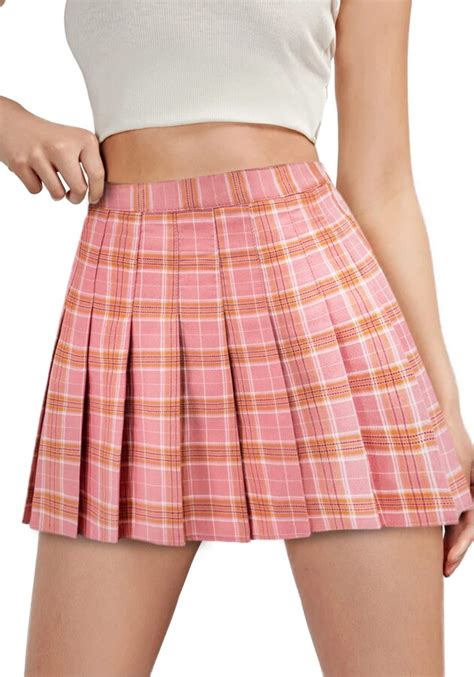 Dazcos Us Size Plaid Skirt For Women With Shorts High Waist Japan