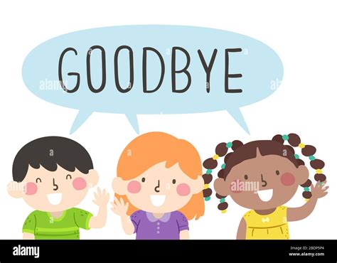 Illustration of Kids Waving and Saying Goodbye at the Same Time Stock ...