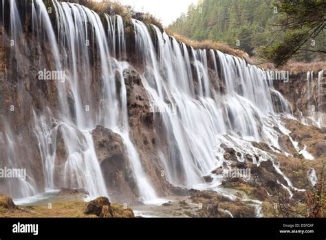 Beautiful Nuorilang Waterfalls Jiuzhaigou China Stock Photo Alamy
