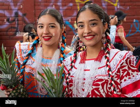 Young Dancers From The Flor De Pina Dance Troupe Of San Juan Bautista Tuxtepec At The