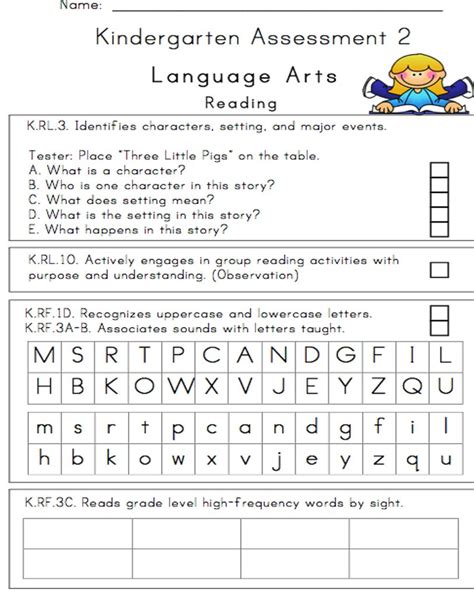 Kindergarten Assessment Test Printable Kindergarten Gambaran