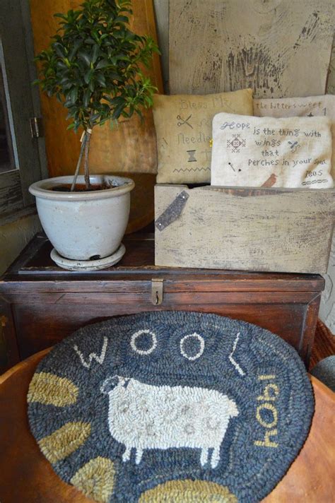 ☆plumrun creek☆ hand hooked wool rug penny rugs rugs