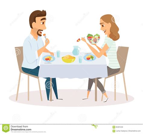 Loving Couple Eating Stock Vector Illustration Of